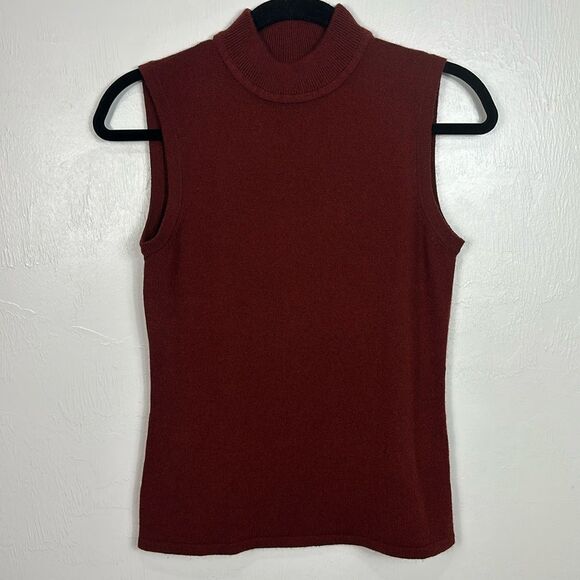 Doncaster Collection Silk Cashmere Blend Mock Neck Sleeveless Sweater Size L - Picture 2 of 7